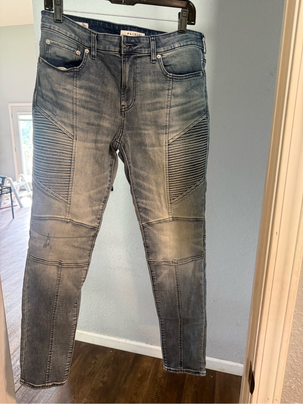 PacSun Men's Washed Gray Moto Skinny Jeans